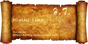 Hlatky Timur névjegykártya